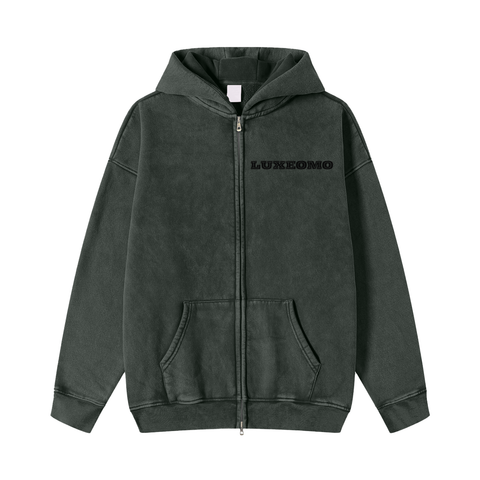 Snow Washed Zip-Through Fleece Hoodie Snow Washed Zip-Through Fleece Hoodie