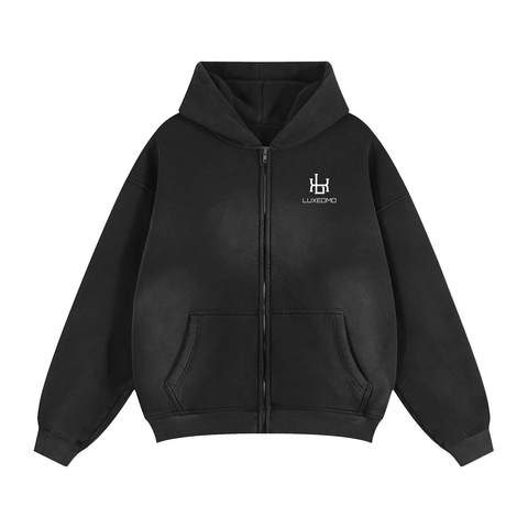 Luxe Two-way Zipper Boxy Fleece Hoodie Luxe Two-way Zipper Boxy Fleece Hoodie