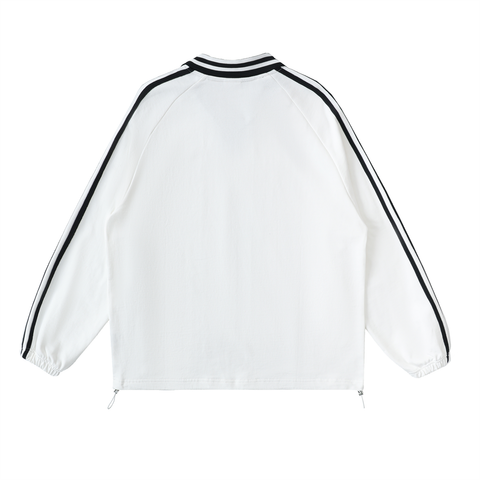 Contrast Striped Lapel Collar Sweatshirt Contrast Striped Lapel Collar Sweatshirt