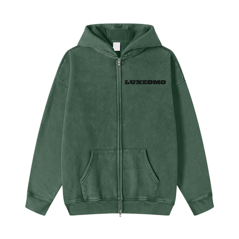 Snow Washed Zip-Through Fleece Hoodie Snow Washed Zip-Through Fleece Hoodie