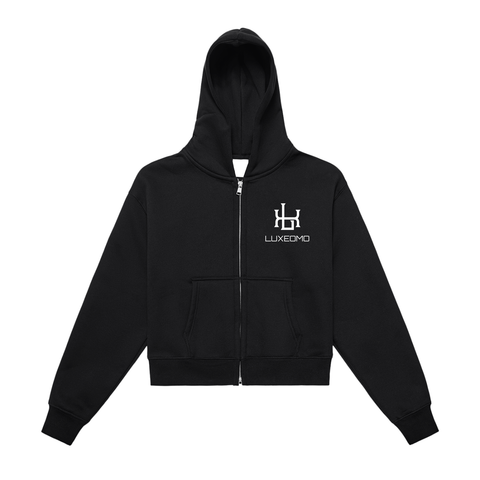 Fleeced Zip-Up Cropped Hoodie Fleeced Zip-Up Cropped Hoodie