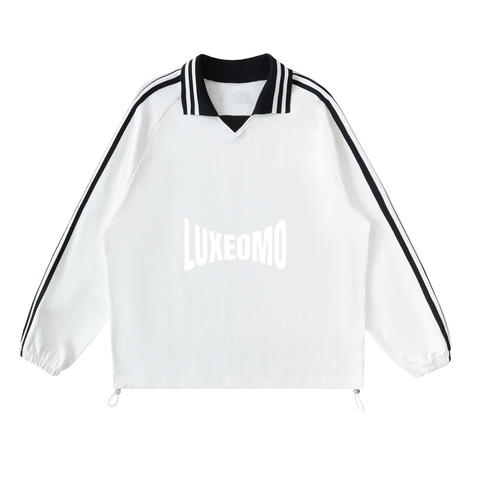 Contrast Striped Lapel Collar Sweatshirt Contrast Striped Lapel Collar Sweatshirt