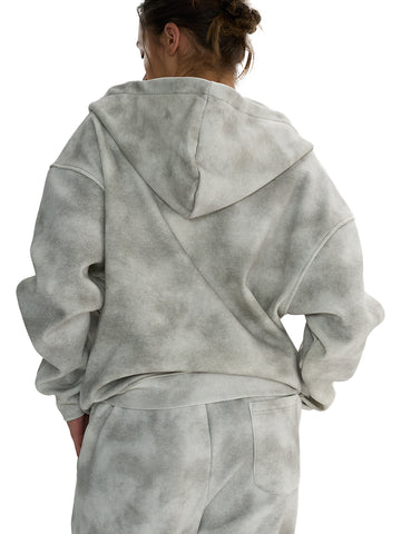 Dirty Washed Boxy Zip-up Fleece Hoodie Dirty Washed Boxy Zip-up Fleece Hoodie