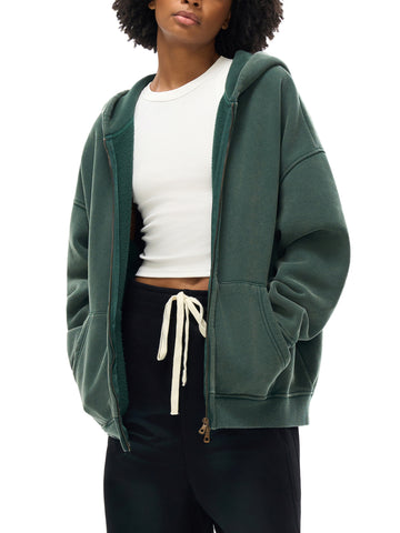 Snow Washed Zip-Through Fleece Hoodie Snow Washed Zip-Through Fleece Hoodie