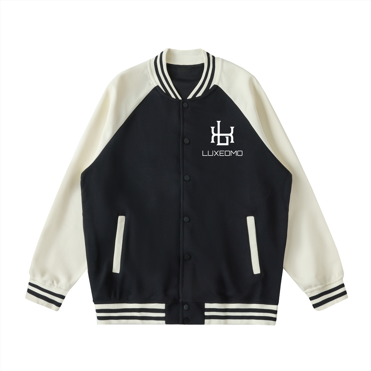Two Tone Raglan Sleeve Varsity Jacket