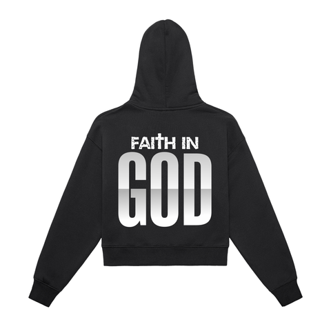 Fleeced Zip-Up Cropped Hoodie