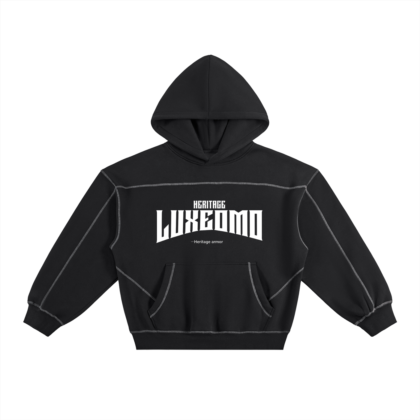 Contrast-Stitched Boxy Fleece Hoodie