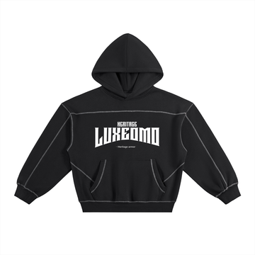 Contrast-Stitched Boxy Fleece Hoodie