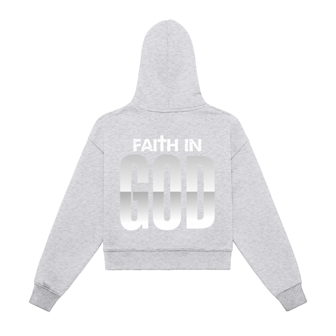 Fleeced Zip-Up Cropped Hoodie