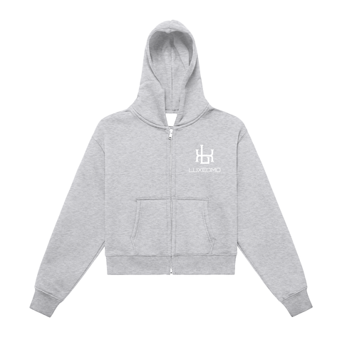 Fleeced Zip-Up Cropped Hoodie